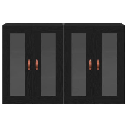 Væggeskabe 2 stk. Sort eg 69,5 x 34 x 90 cm Konstrueret træ