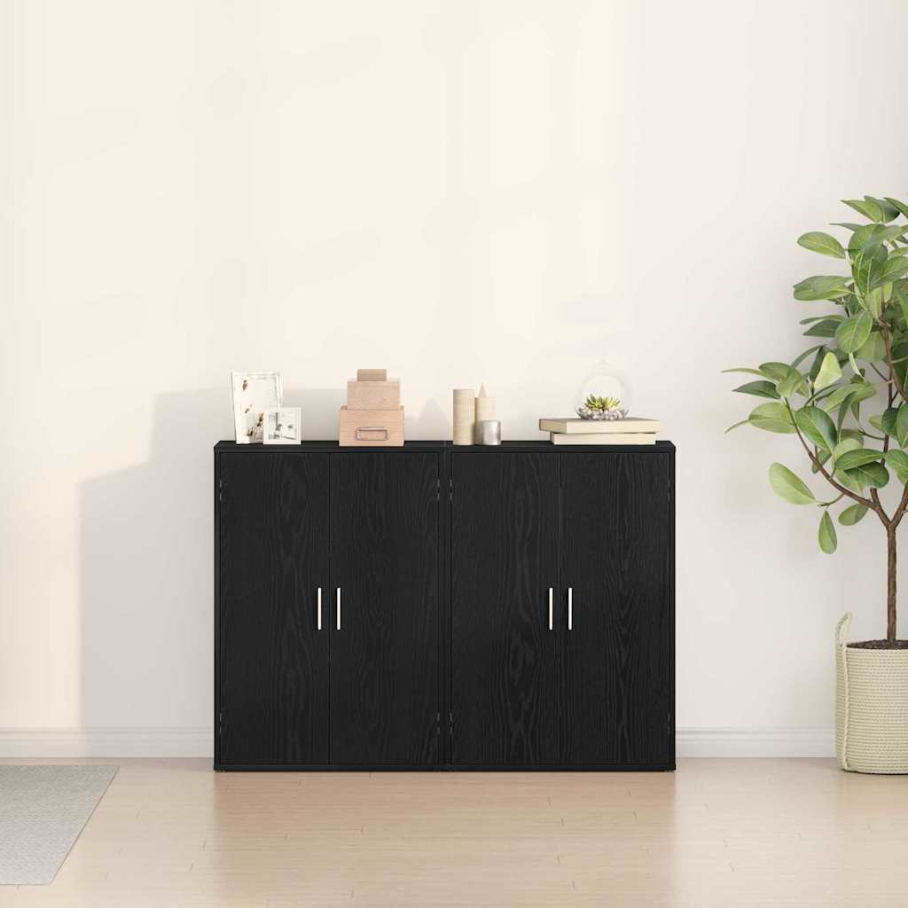 Sideboard 2 pcs Sort eg 60 x 31 x 84 cm Konstrueret træ
