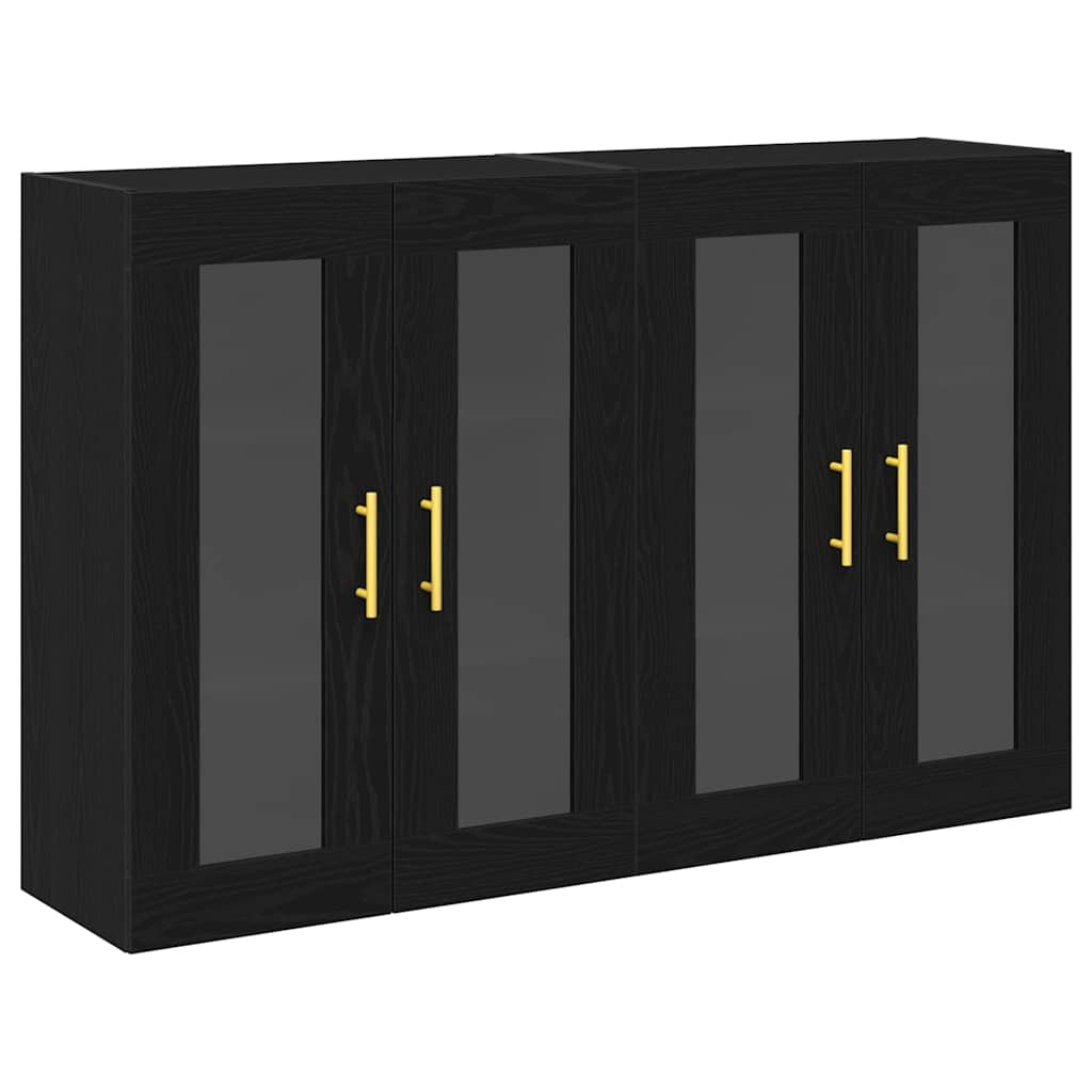 Væggeskabe 2 pcs Sort eg 69,5 x 34 x 90 cm Konstrueret træ
