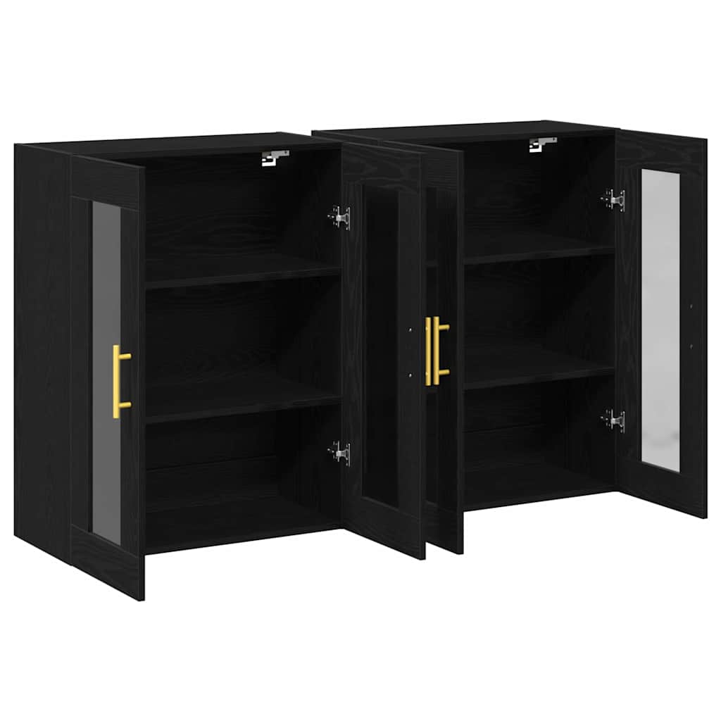 Væggeskabe 2 pcs Sort eg 69,5 x 34 x 90 cm Konstrueret træ