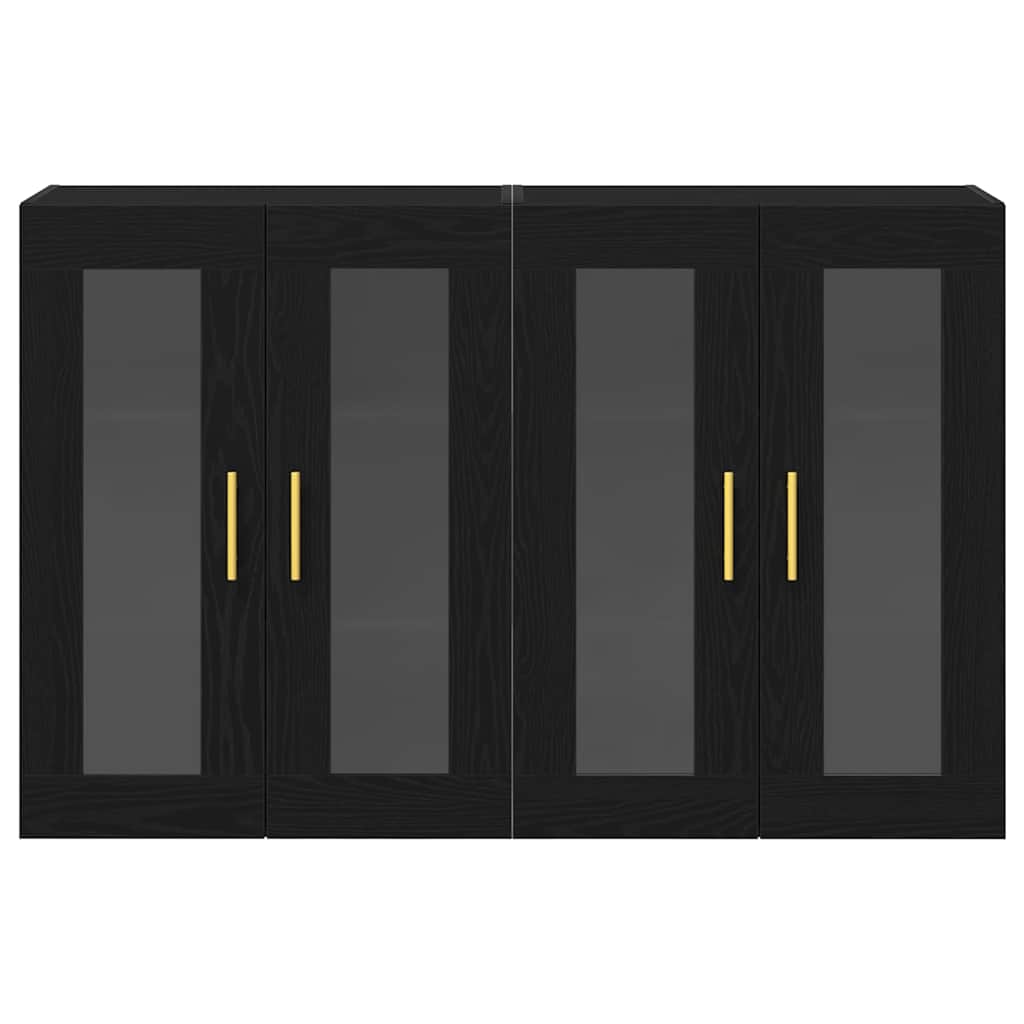 Væggeskabe 2 pcs Sort eg 69,5 x 34 x 90 cm Konstrueret træ