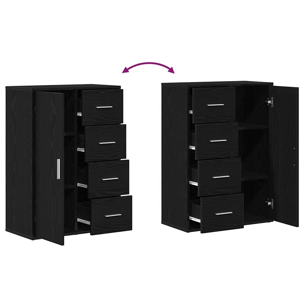 Sideboard 2 pcs Sort eg 60 x 31 x 84 cm Konstrueret træ