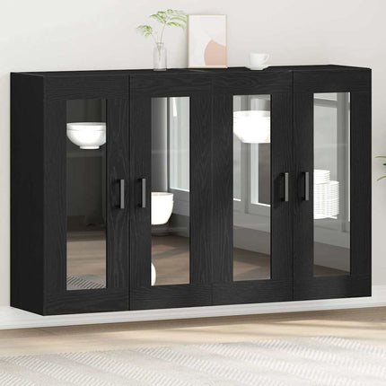 Væggeskabe 2 stk. Sort eg 69,5 x 34 x 90 cm Konstrueret træ