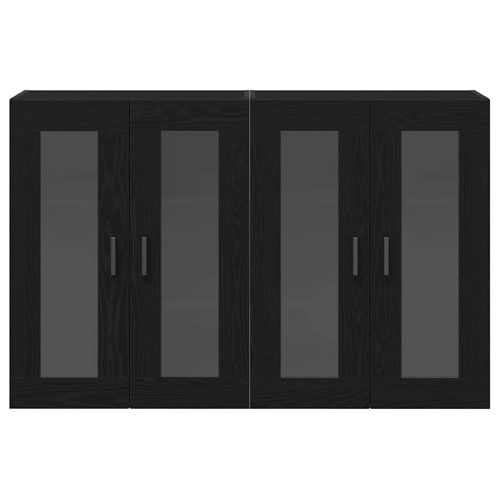 Væggeskabe 2 pcs Sort eg 69,5 x 34 x 90 cm Konstrueret træ