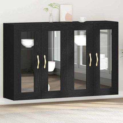 Væggeskabe 2 stk. Sort eg 69,5 x 34 x 90 cm Konstrueret træ