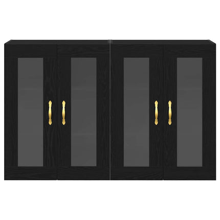 Væggeskabe 2 stk. Sort eg 69,5 x 34 x 90 cm Konstrueret træ