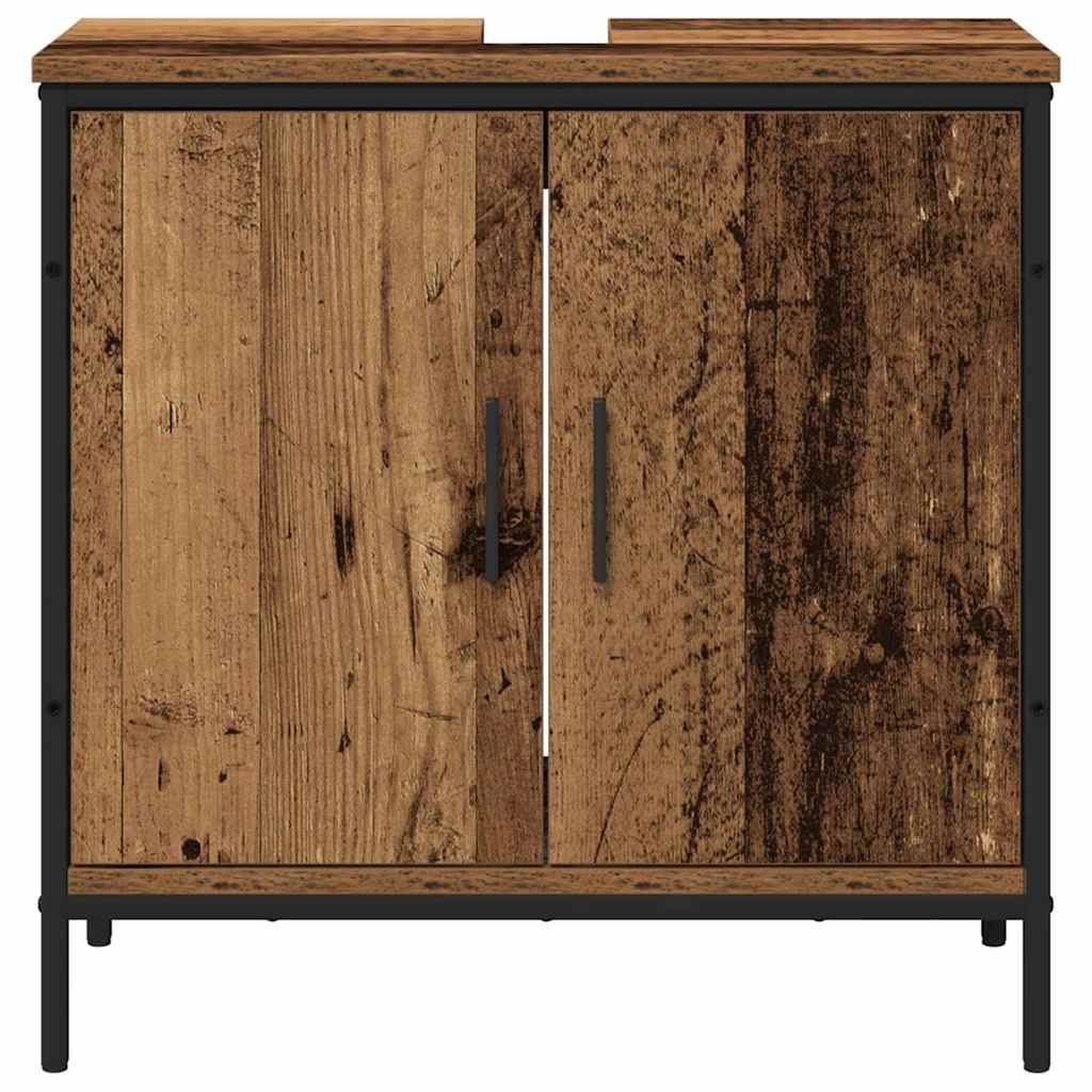 Badeværelsesmøbel sæt med hylde 2 pcs Brun Konstrueret træ