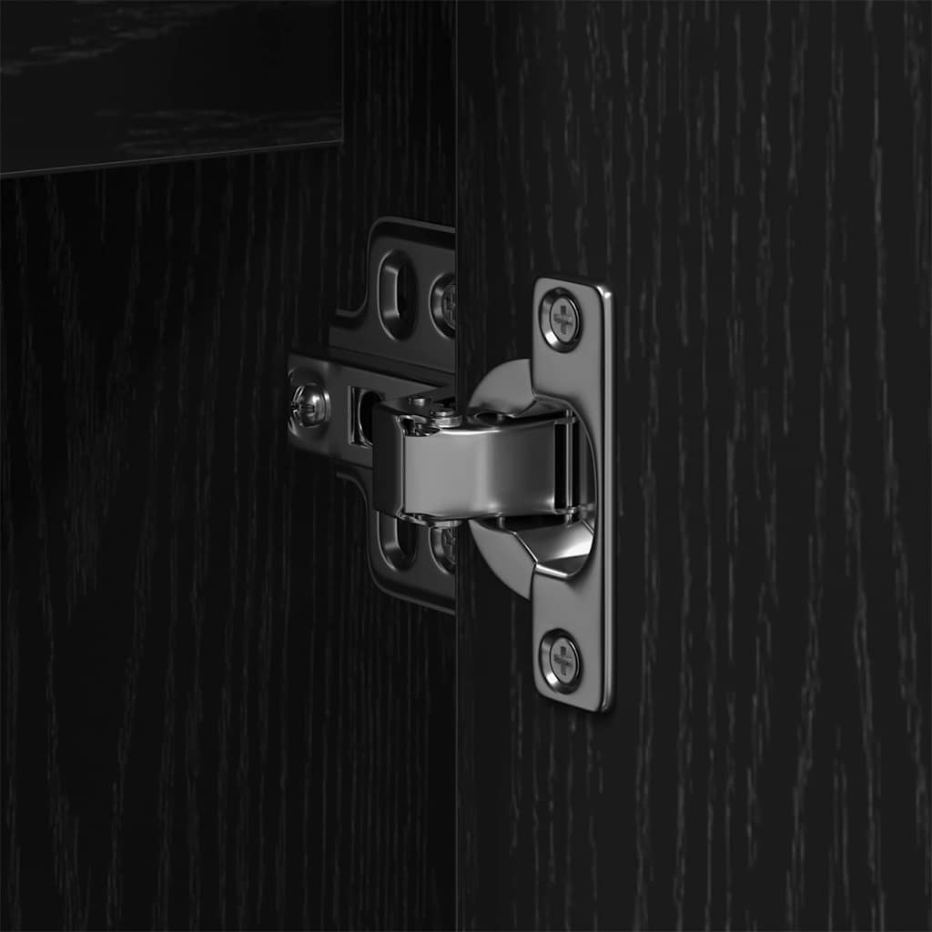 Badeværelsesmøbel sæt med hylde 2 pcs Sort Konstrueret træ