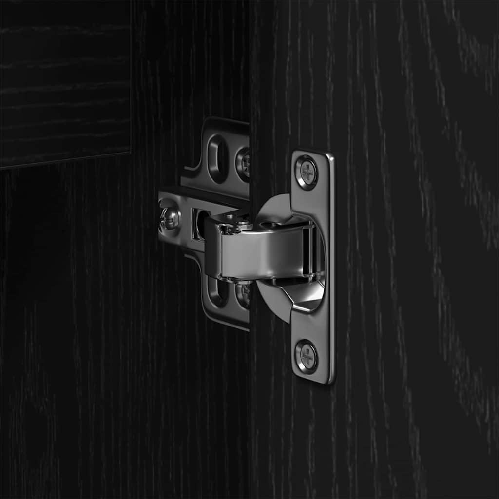 Badeværelsesmøbel sæt Vægmonteret 2 pcs Sort Konstrueret træ