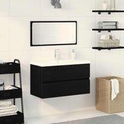Badeværelsesmøbel sæt med skuffe 3 pcs Sort eg Konstrueret træ