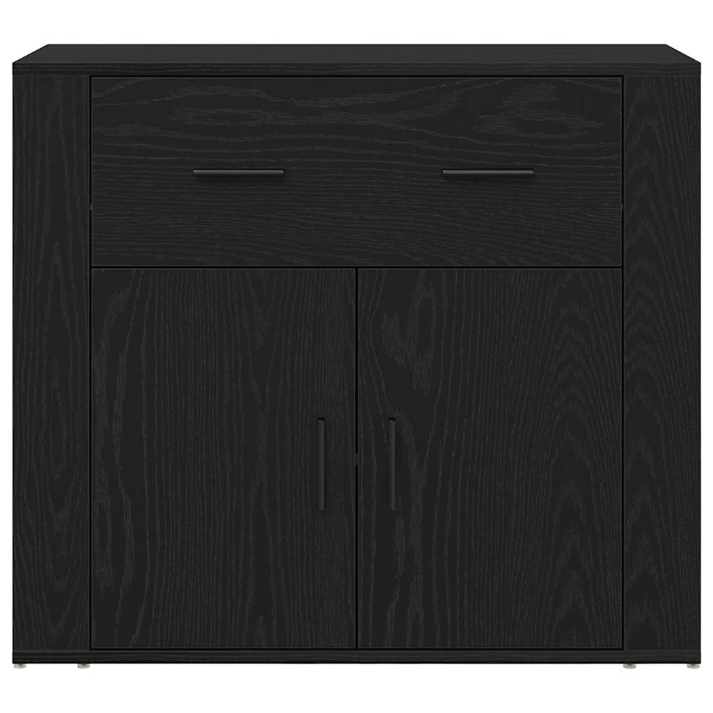 Højskab med skuffe Sort eg 80 x 33 x 150 cm Konstrueret træ