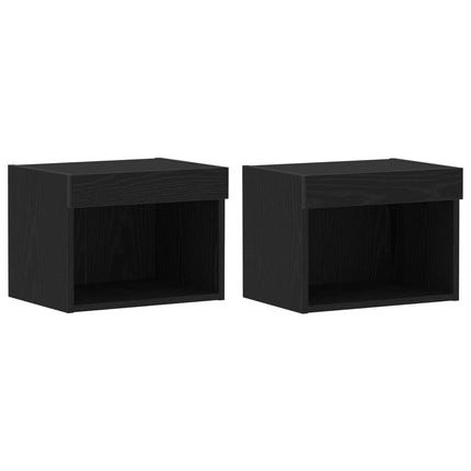 TV-møbelsæt med LED -strimmellys 8 pcs Sort eg Konstrueret træ