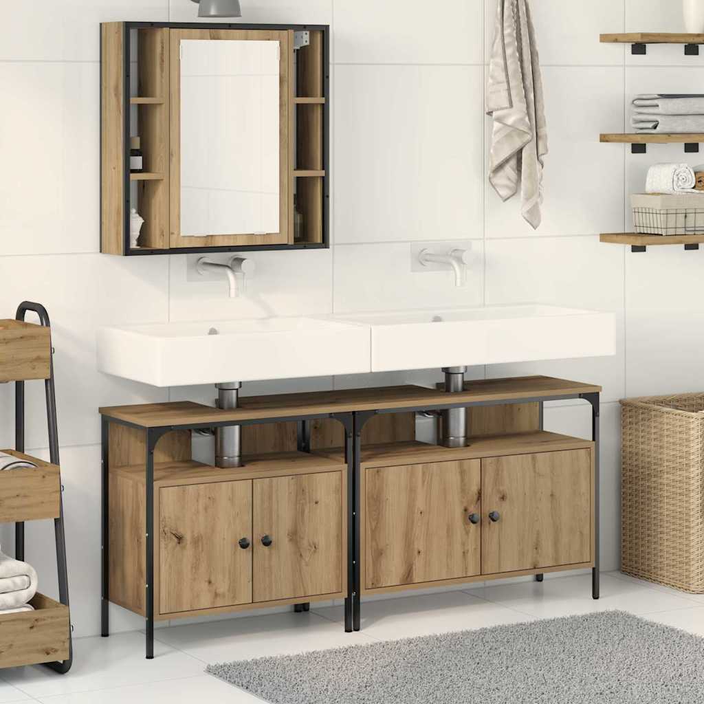 Badeværelsesvaske 3 stk. Brun 80 x 30 x 60 cm Konstrueret træ billede