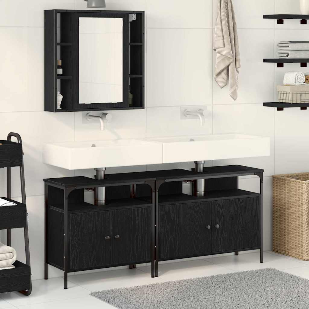 Badevrelsesvaske 3 stk. Sort 80 x 30 x 60 cm Konstrueret tr