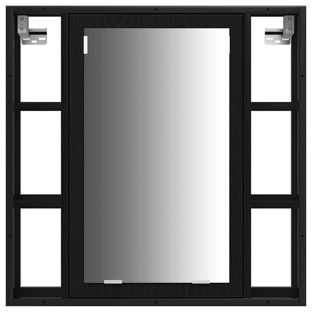 Badeværelsesvaske med hylde med dør 3 pcs Sort Konstrueret træ