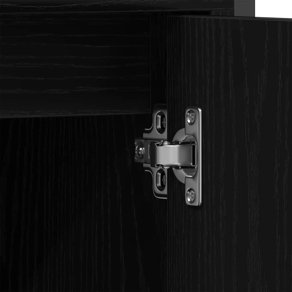 Badeværelsesmøbel sæt med hylde 3 pcs Sort Konstrueret træ