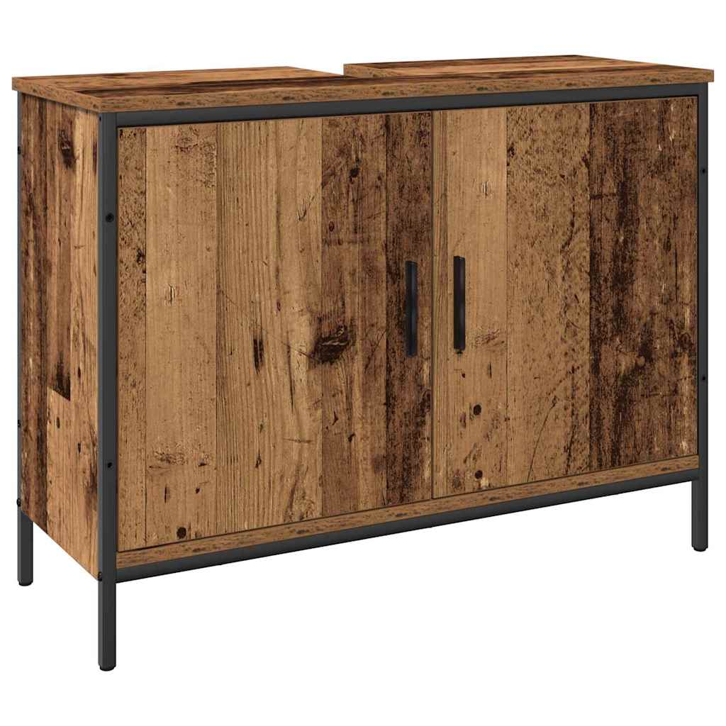 Badeværelsesmøbel sæt med hylde 4 pcs Brun Konstrueret træ