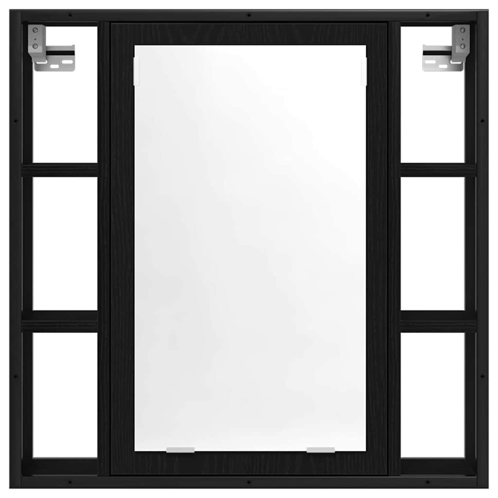 Badeværelsesmøbel sæt med hylde 4 pcs Sort eg Konstrueret træ