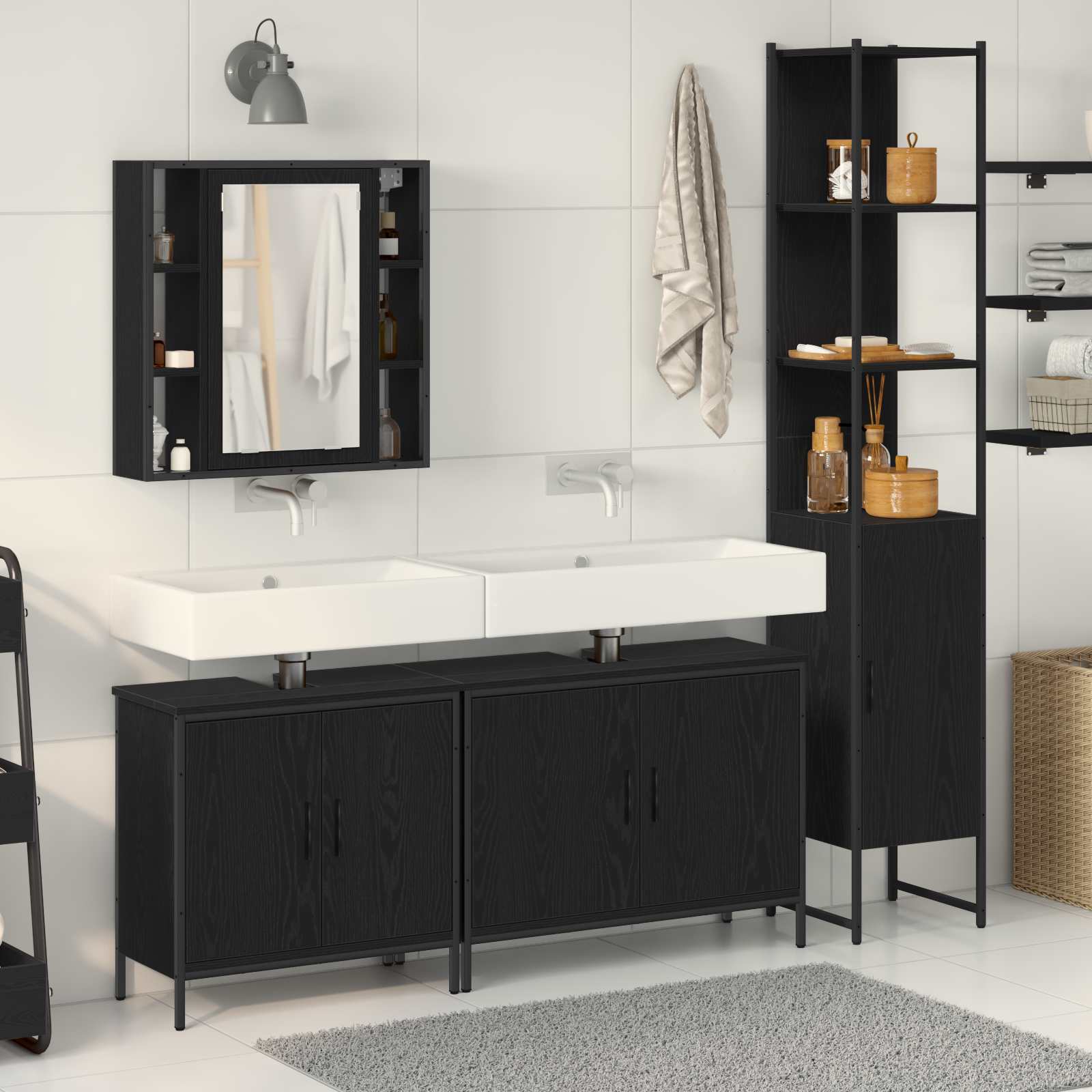 Badevrelsesmbel st 4 stk. Sort Konstrueret tr