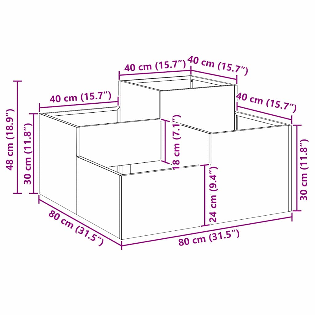 Have Blomsterkrukke Hvid 80 x 80 x 48 cm Stål