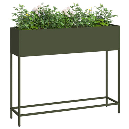 Hævet haveplante Olivengrøn 100 x 26 x 82 cm Stål