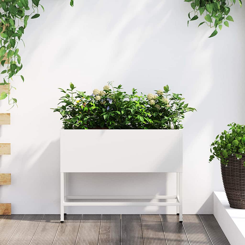 Hævet haveplante Hvid 60 x 26 x 48 cm Stål