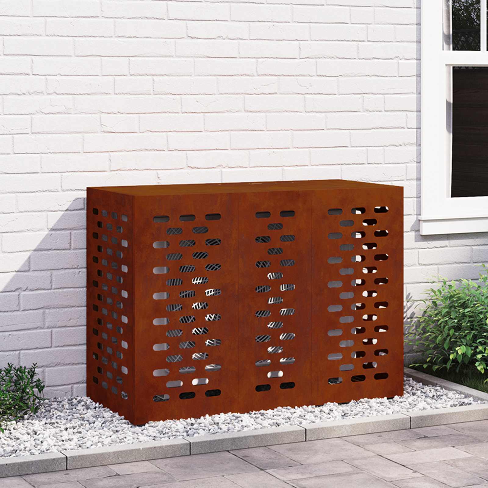 Aircondition cover i cortenstål - rusten look, 110 × 50 × 80 cm