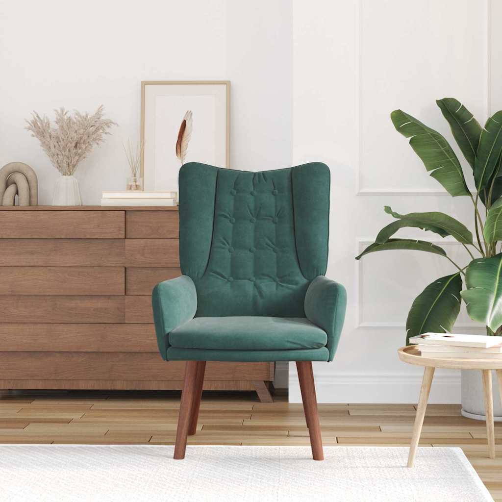 lænestol Mørkegrøn 63 x 67 x 94 cm Fløjl