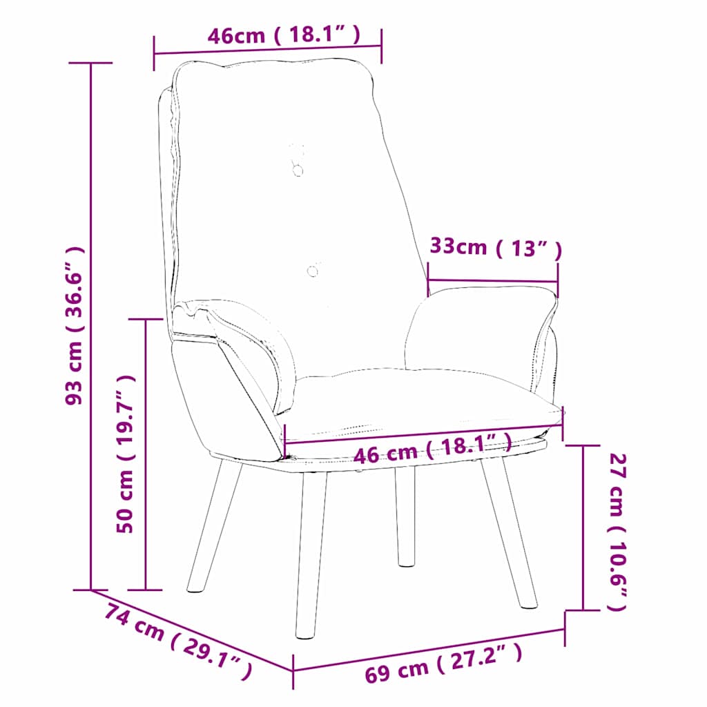 lænestol Sort 69 x 74 x 93 cm Sherpa-stof