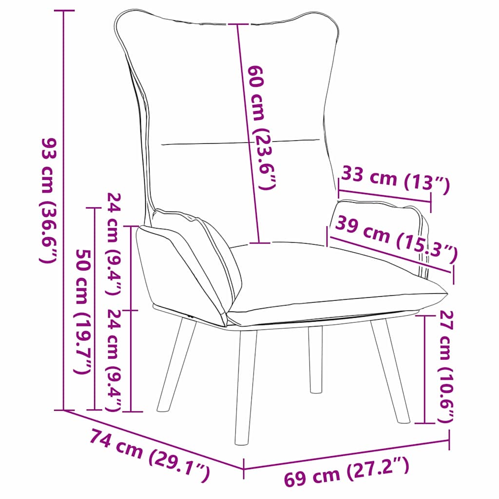 Afslappende stol Brun 69 x 74 x 93 cm Stof
