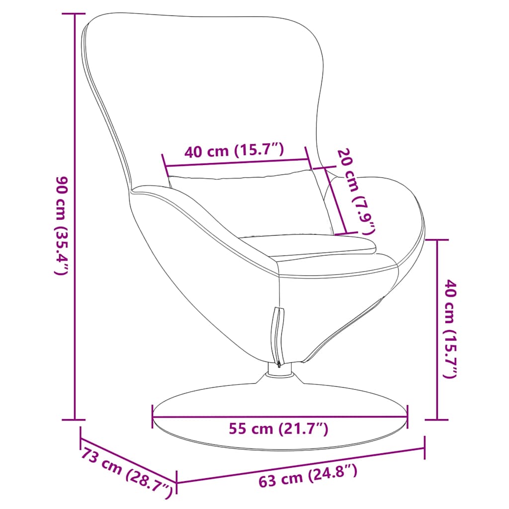 Æggestol Lysegrå 63 x 73 x 90 cm Stof
