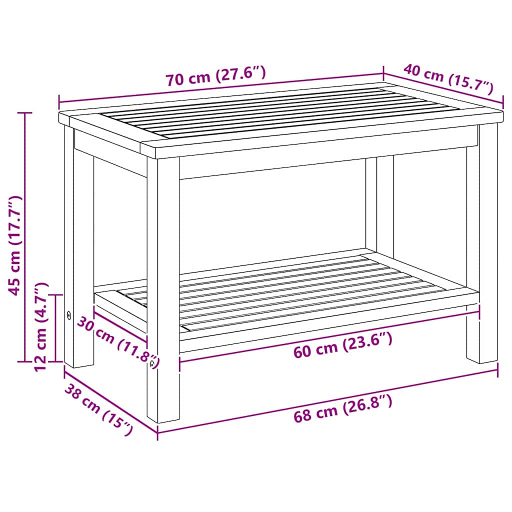 Sofabord Brun 70 x 40 x 45 cm Massivt akacietræ