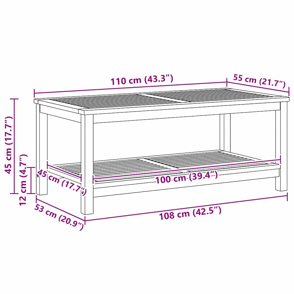 Sofabord Brun 70 x 40 x 45 cm Massivt akacietræ