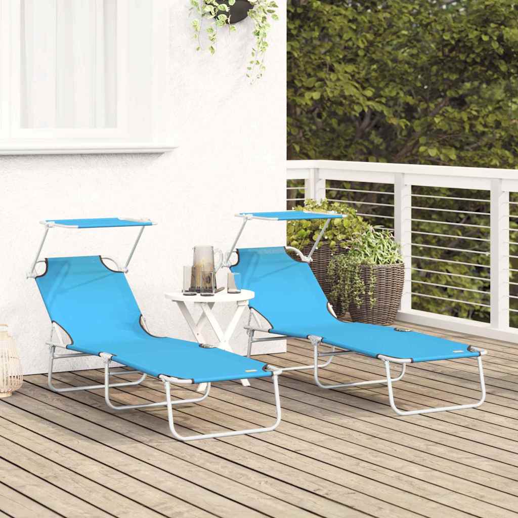 Solstol 2 pcs Lys Blå 58 x 188 x 77cm Polyester