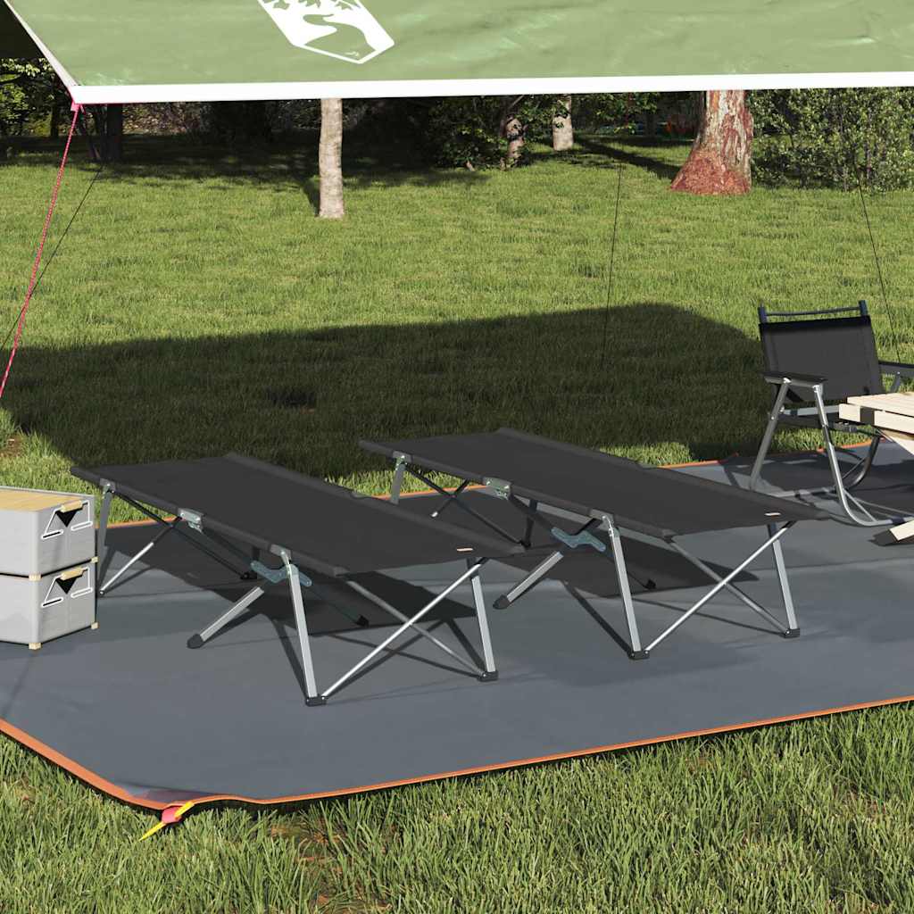 Foldende Camping Seng 2 Pcs Sort 194 X 62,5 X 42,5 Cm - Vidaxl