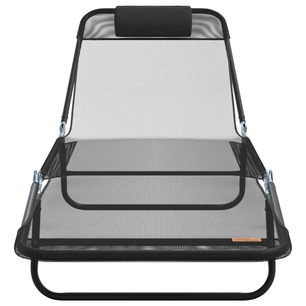 Foldestol Sort 182 x 55 x 85,5 cm Textilene