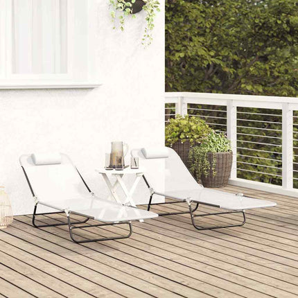 Foldestol 2 pcs Creme 182 x 55 x 85,5 cm Textilene