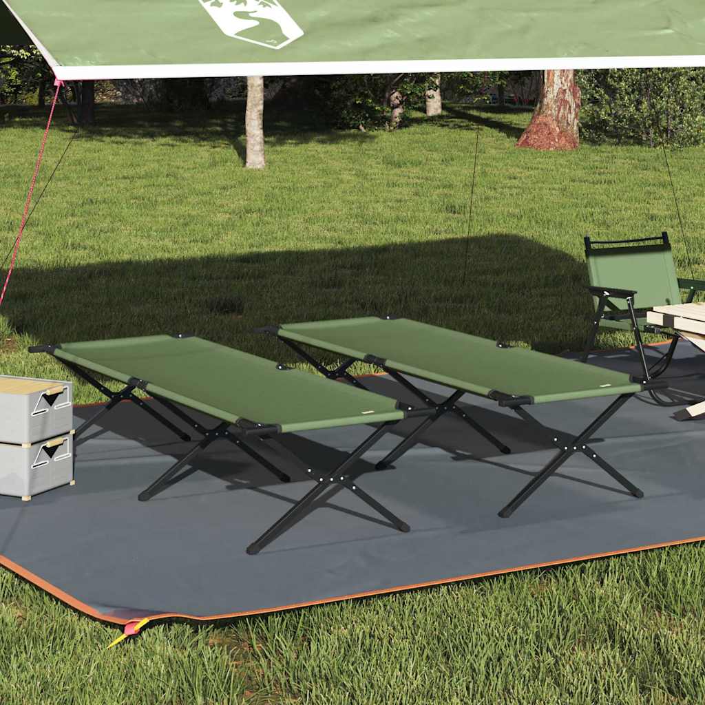 Foldende Camping Seng 2 Pcs Grøn 210 X 80 X 46 Cm Oxford Stof - Vidaxl