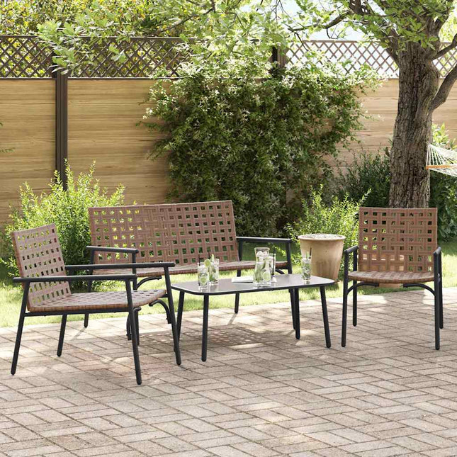 Have Spisebordssæt 4 stk. Brun polyrattan