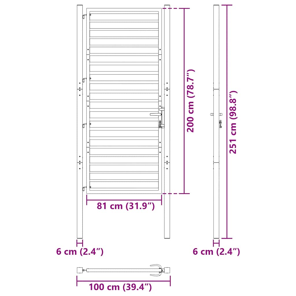 havelåge låsbar 100x200 cm aluminium sort