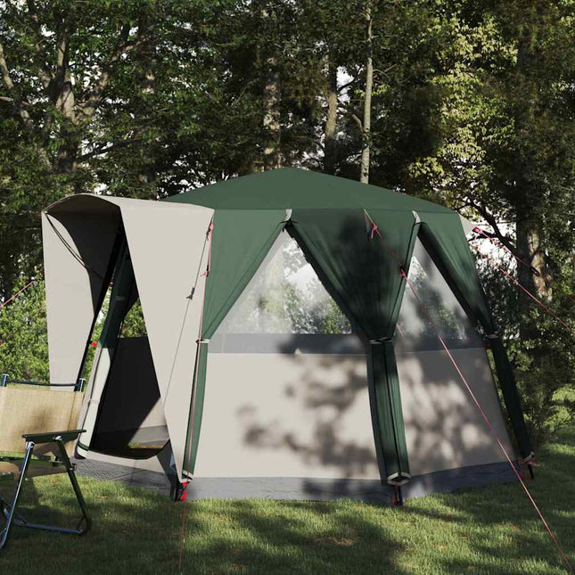 Camping telt til 3 personer Grøn og Hvid 320 x 320 x 203 cm