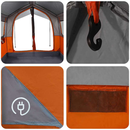 Familietelt til 4 personer Grå og orange 324 x 255 x 230 cm