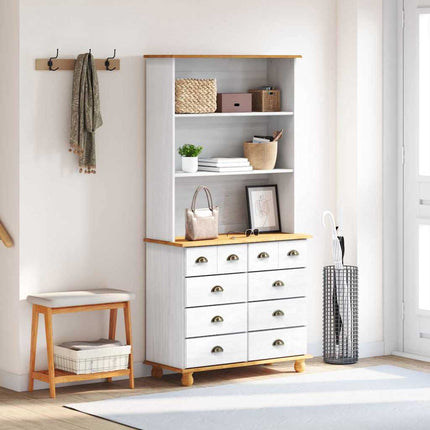 Skab med skuffe ASKIM Hvid 91 x 40 x 184 cm Massiv fyrretræ