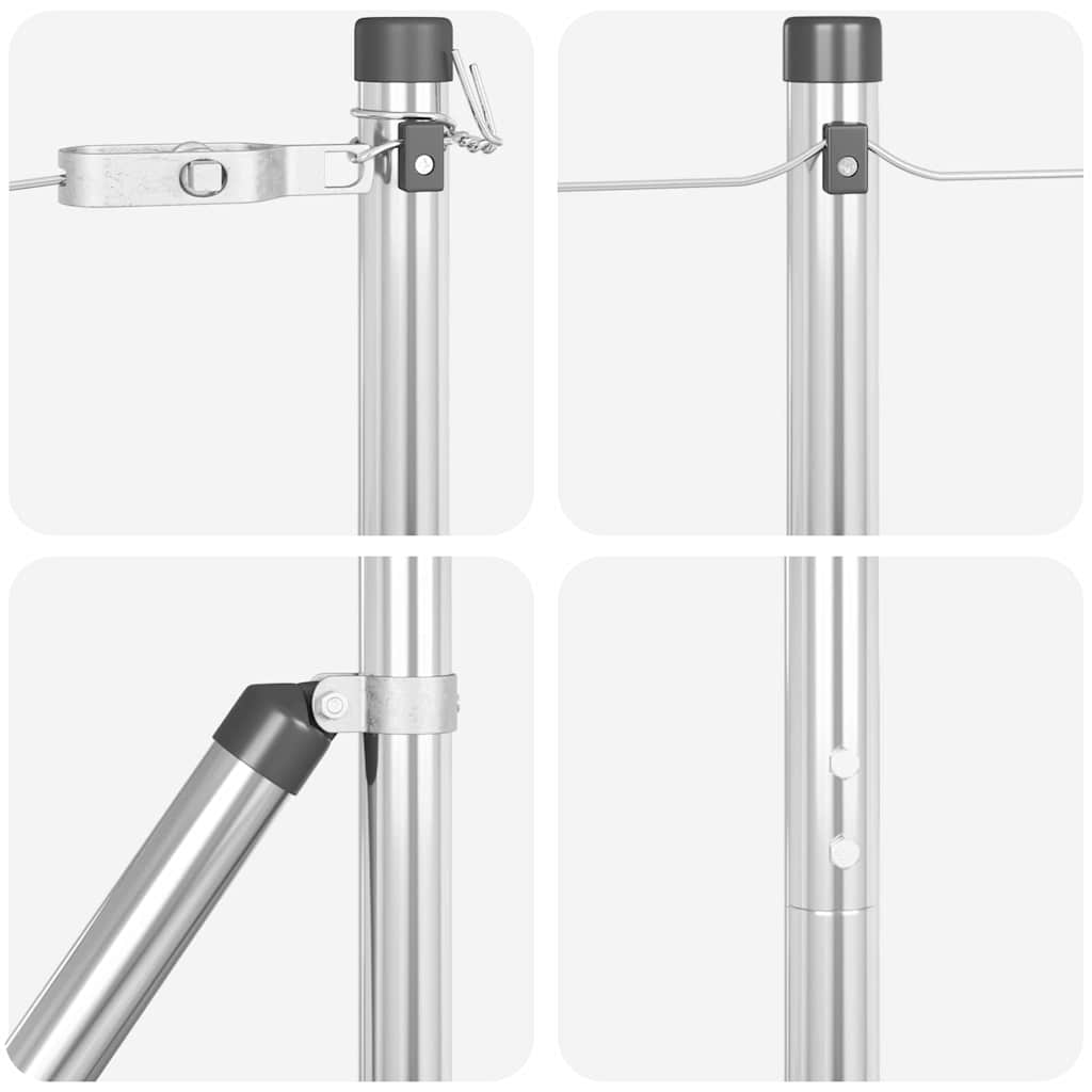 Hegn stang med beton base 7 stk. Sølv Pulverlakeret stål