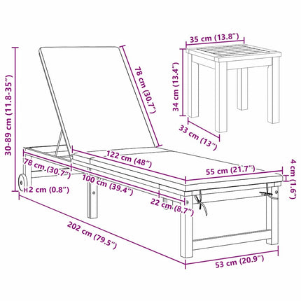 Solstol 2 pcs Brun Massivt Akacietræ