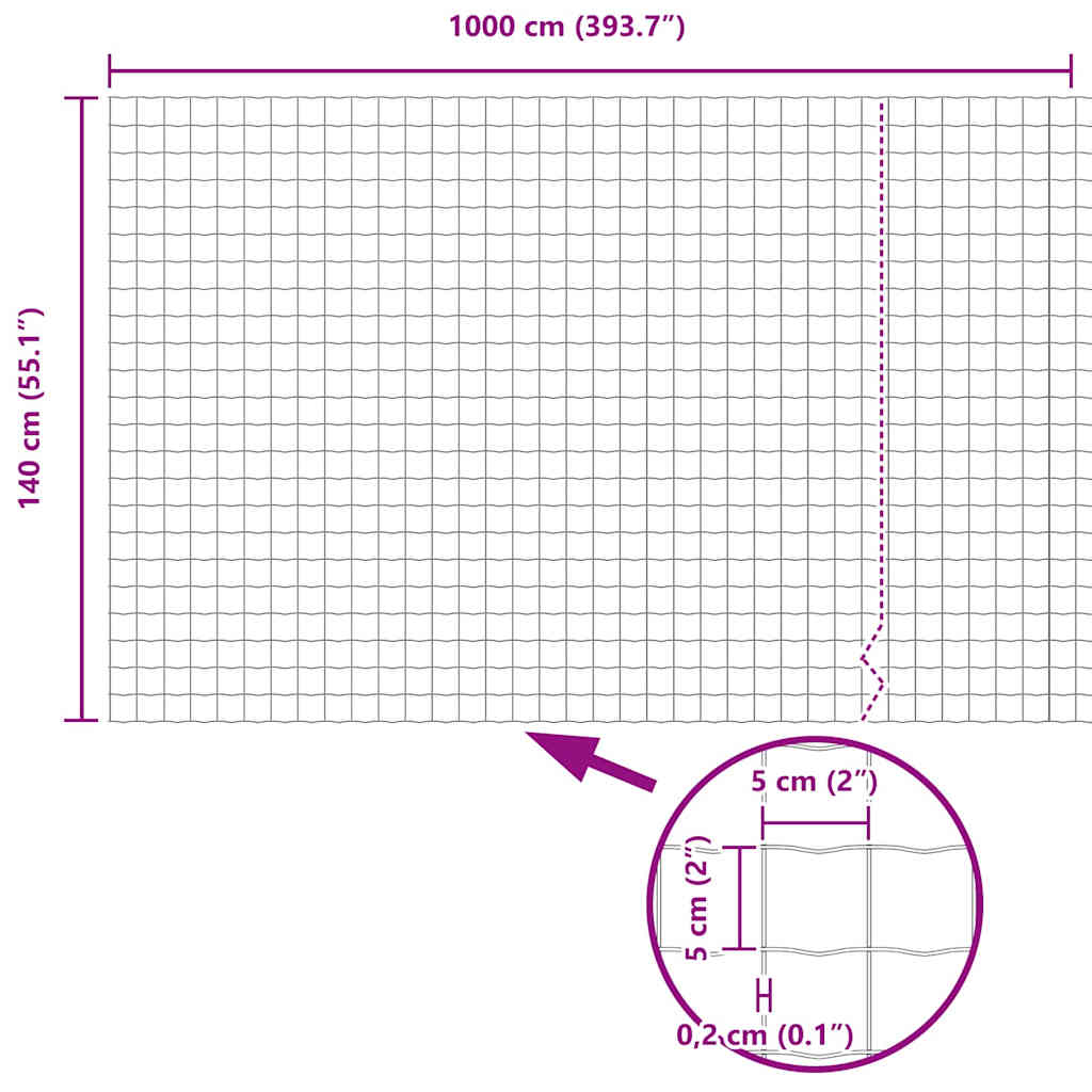 Euro Hejn 1,4 x 10 m PVC-belagt jern