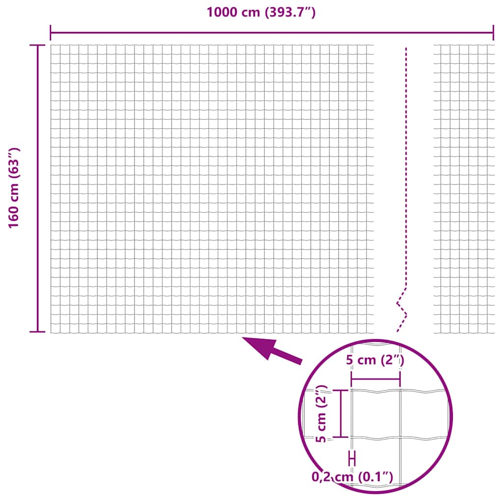 Euro Hejn 1,6 x 10 m PVC-belagt jern