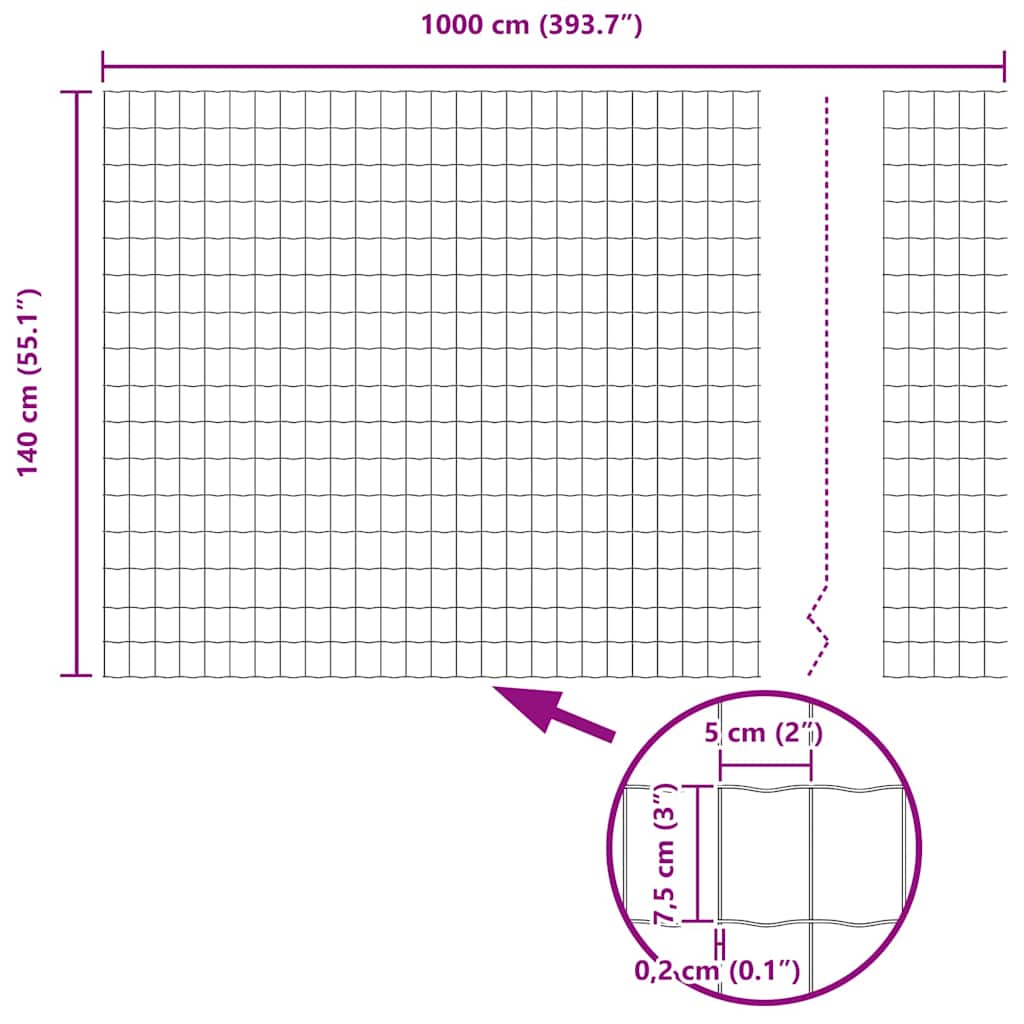 Euro Hejn 1,4 x 10 m PVC-belagt jern