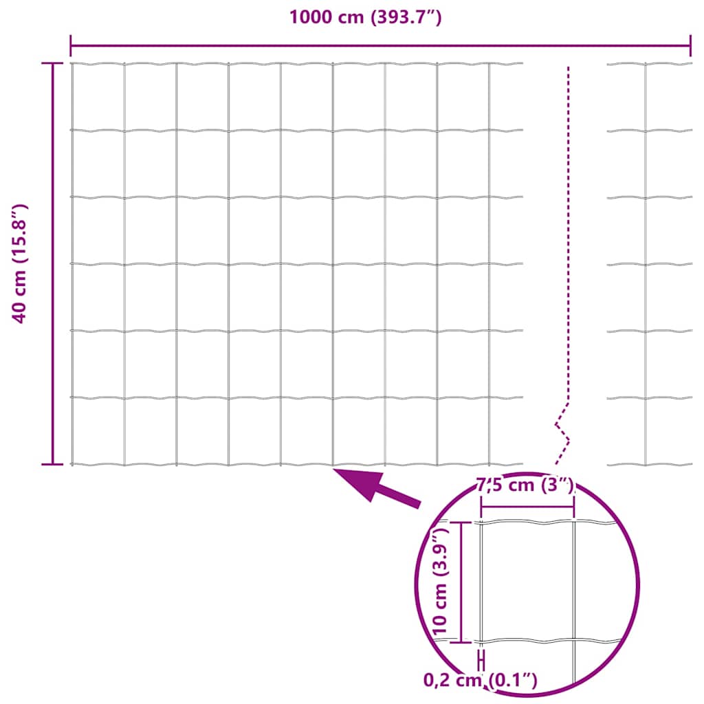 Euro Hejn 0,4 x 10 m PVC-belagt jern