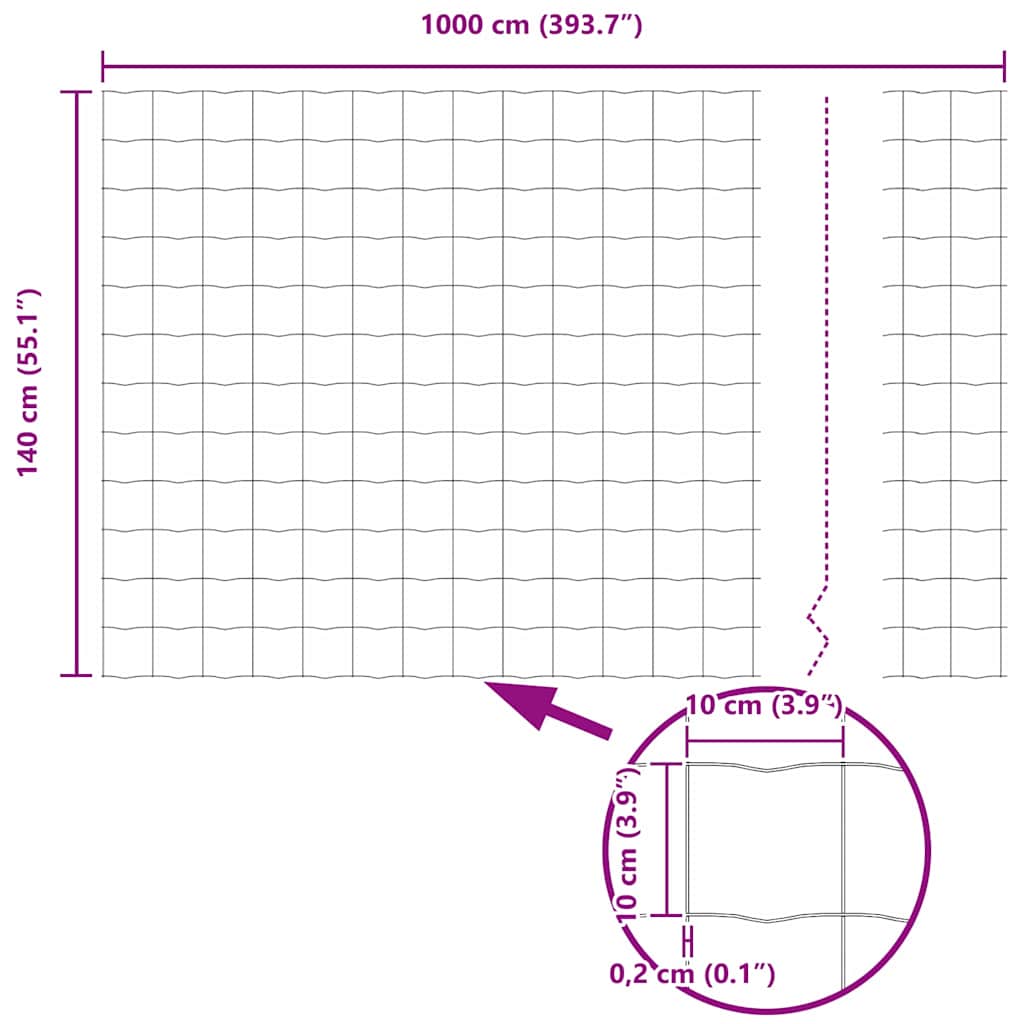 Euro Hejn 1,4 x 10 m PVC-belagt jern